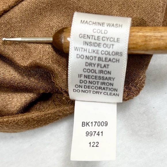 SPENSE Faux Suede Bohemian Studded Short Sleeve Midi Dress Neutral Hippie Size 8 - Picture 11 of 13